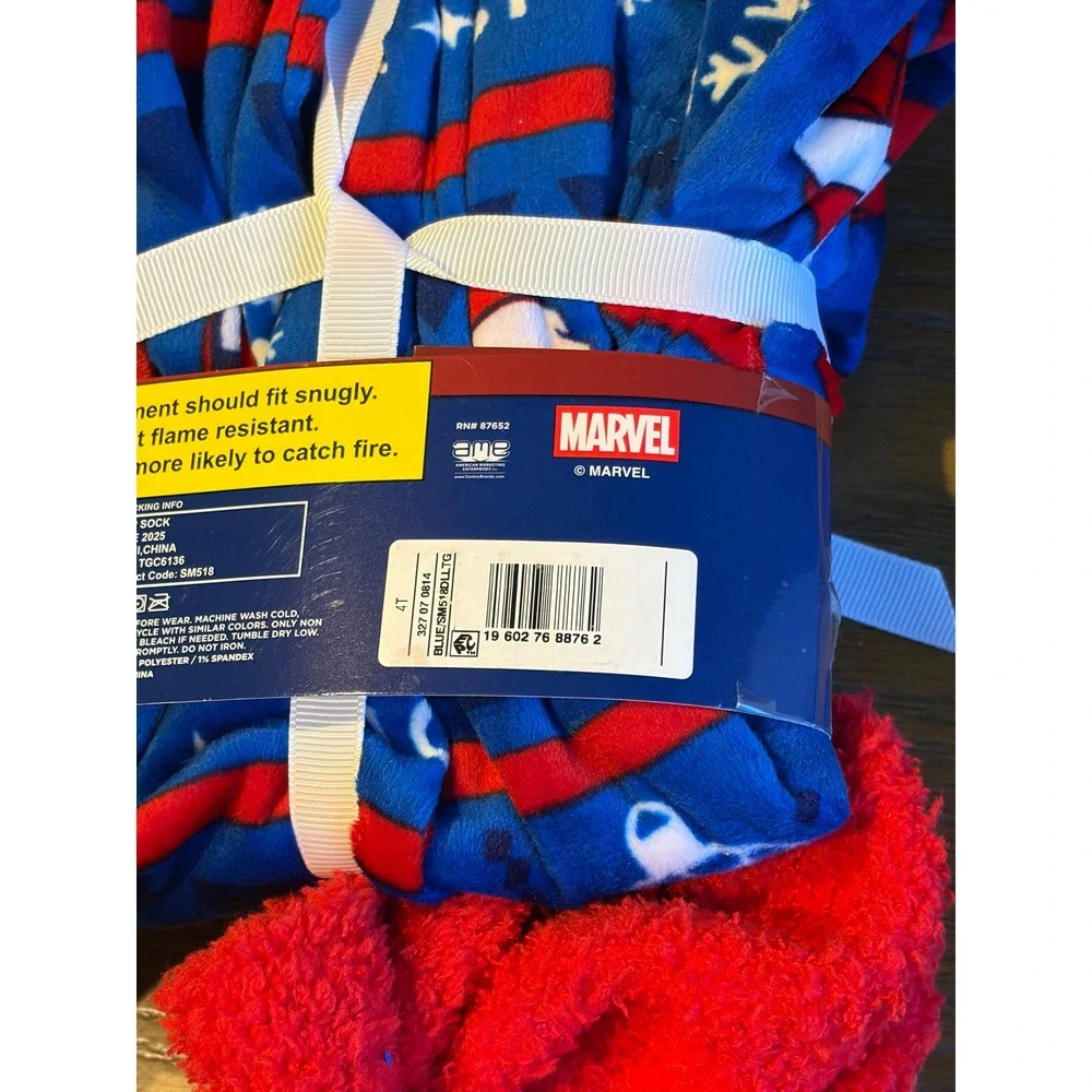 Marvel Spiderman Toddler Pajama Set 2 Piece with Cozy Socks Blue Red 4T Holiday
